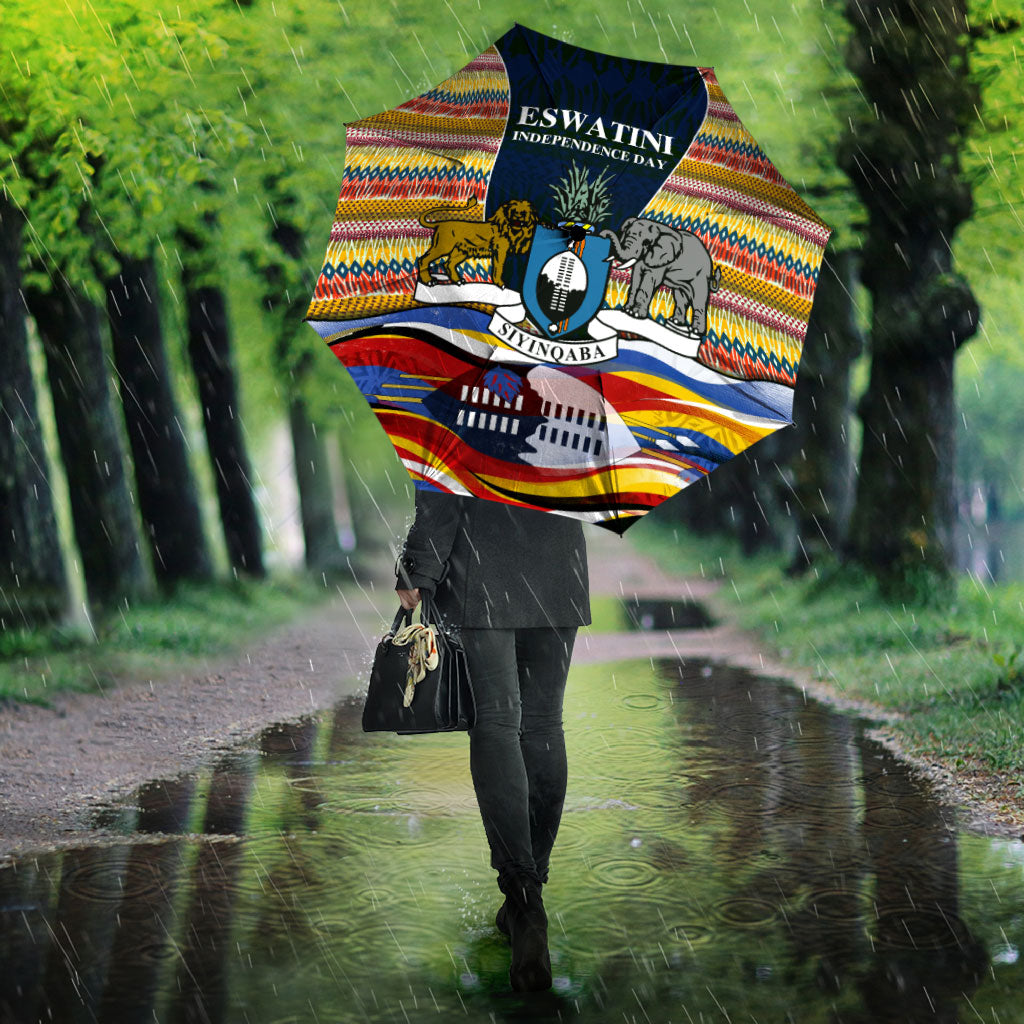 Eswatini Independence Day Umbrella Freedom Pride - Lion Elephant - Strelitzia Flowers