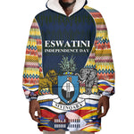 Eswatini Independence Day Wearable Blanket Hoodie Freedom Pride - Lion Elephant - Strelitzia Flowers