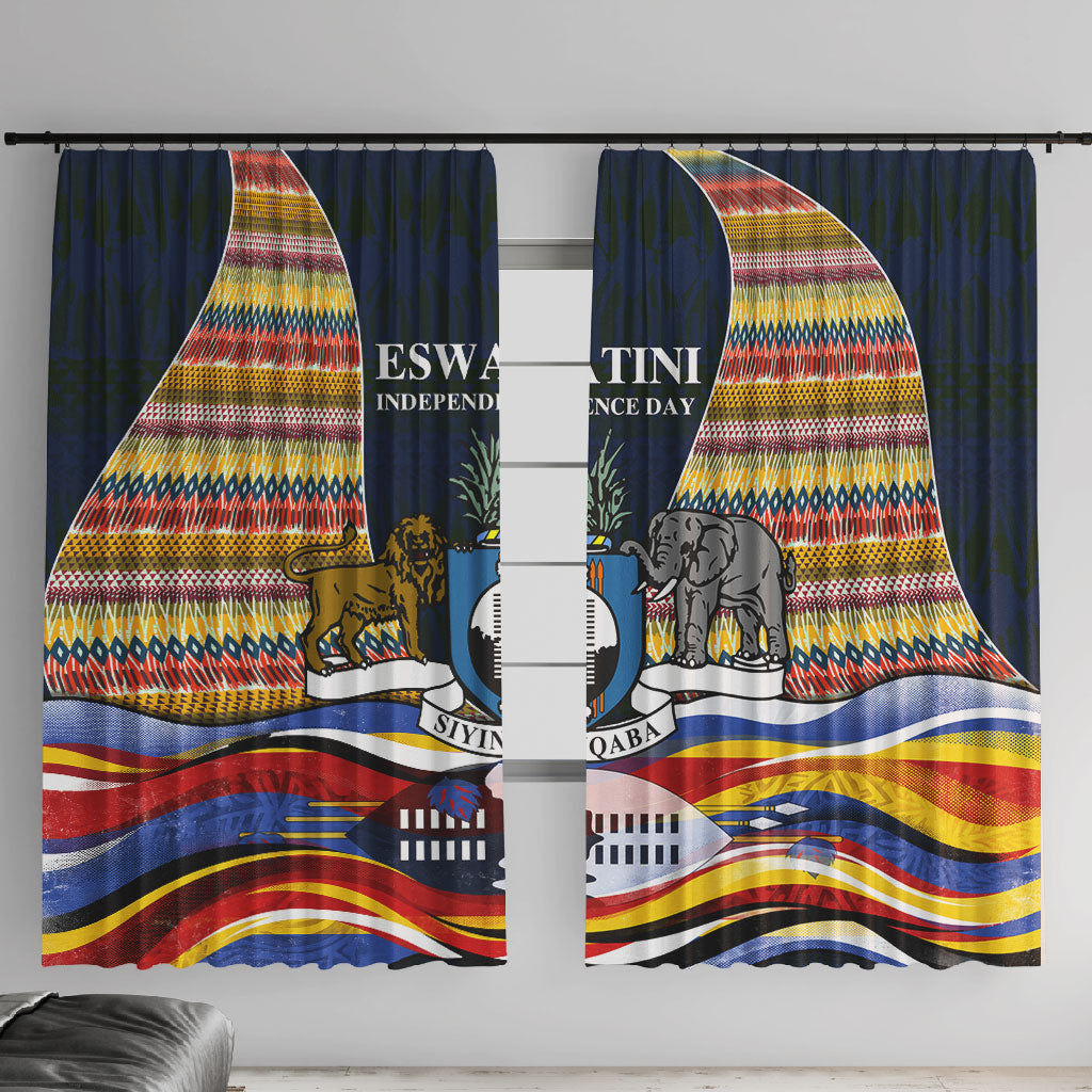 Eswatini Independence Day Window Curtain Freedom Pride - Lion Elephant - Strelitzia Flowers