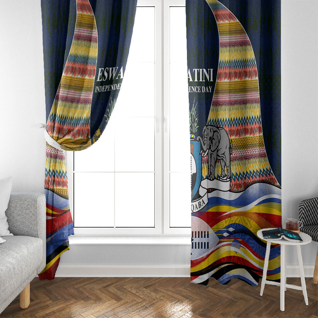 Eswatini Independence Day Window Curtain Freedom Pride - Lion Elephant - Strelitzia Flowers
