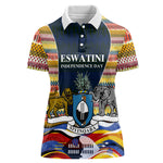 Eswatini Independence Day Women Polo Shirt Freedom Pride - Lion Elephant - Strelitzia Flowers