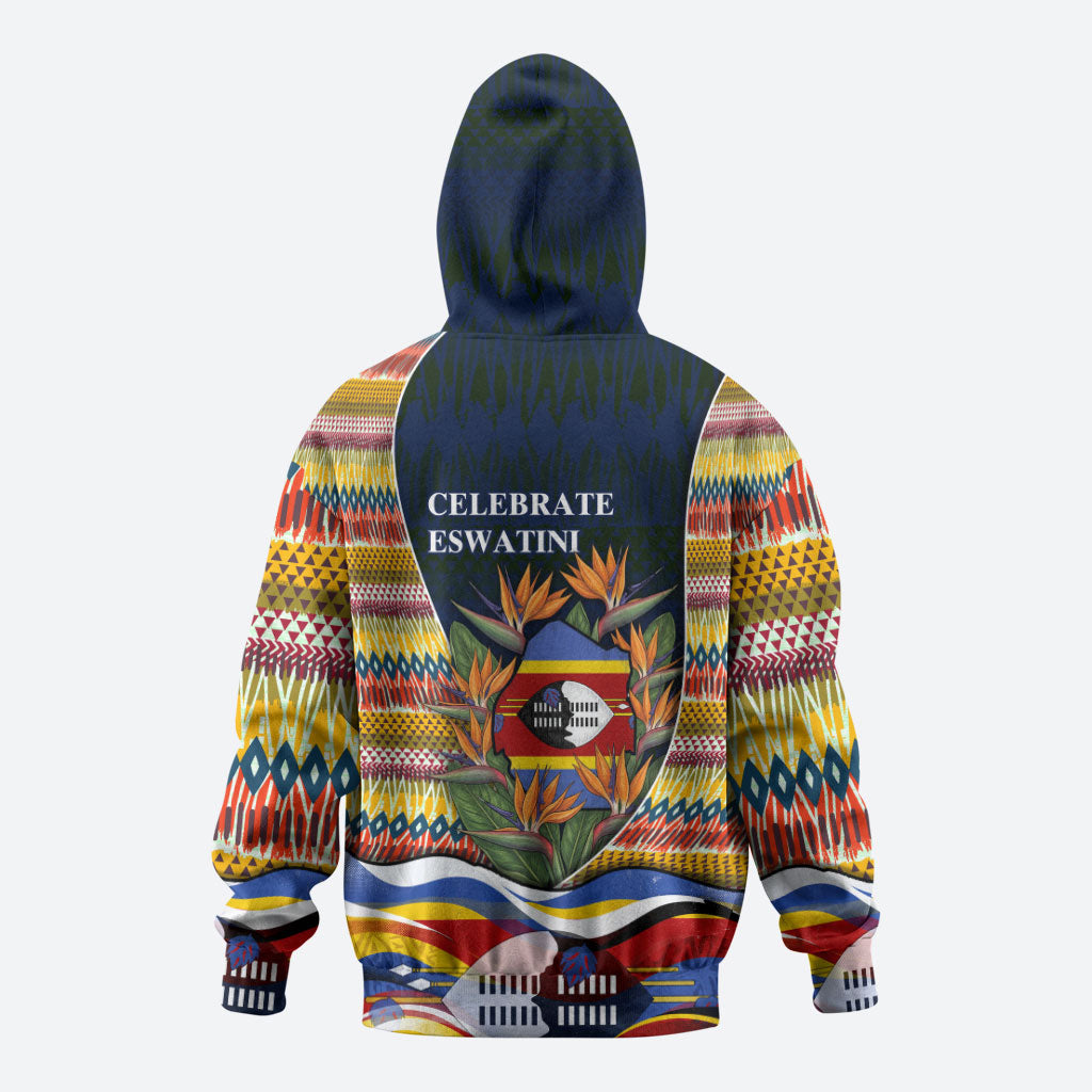Eswatini Independence Day Zip Hoodie Freedom Pride - Lion Elephant - Strelitzia Flowers