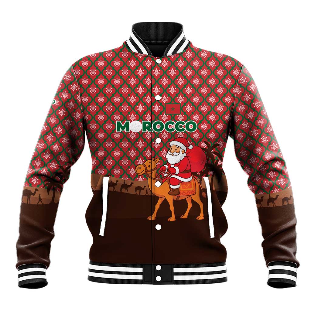 Morocco Christmas Baseball Jacket Santa Claus Camel Caravan Desert Scene - African Pride