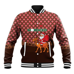 Morocco Christmas Baseball Jacket Santa Claus Camel Caravan Desert Scene - African Pride