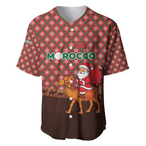 Morocco Christmas Baseball Jersey Santa Claus Camel Caravan Desert Scene - African Pride