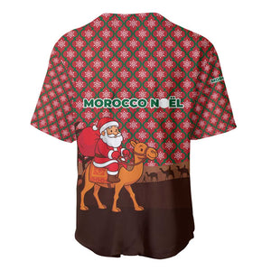 Morocco Christmas Baseball Jersey Santa Claus Camel Caravan Desert Scene - African Pride