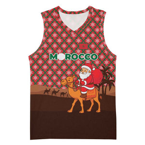 Morocco Christmas Basketball Jersey Santa Claus Camel Caravan Desert Scene - African Pride