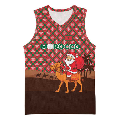 Morocco Christmas Basketball Jersey Santa Claus Camel Caravan Desert Scene - African Pride