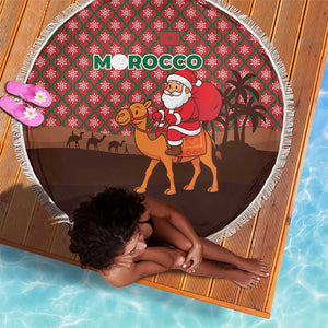 Morocco Christmas Beach Blanket Santa Claus Camel Caravan Desert Scene - African Pride