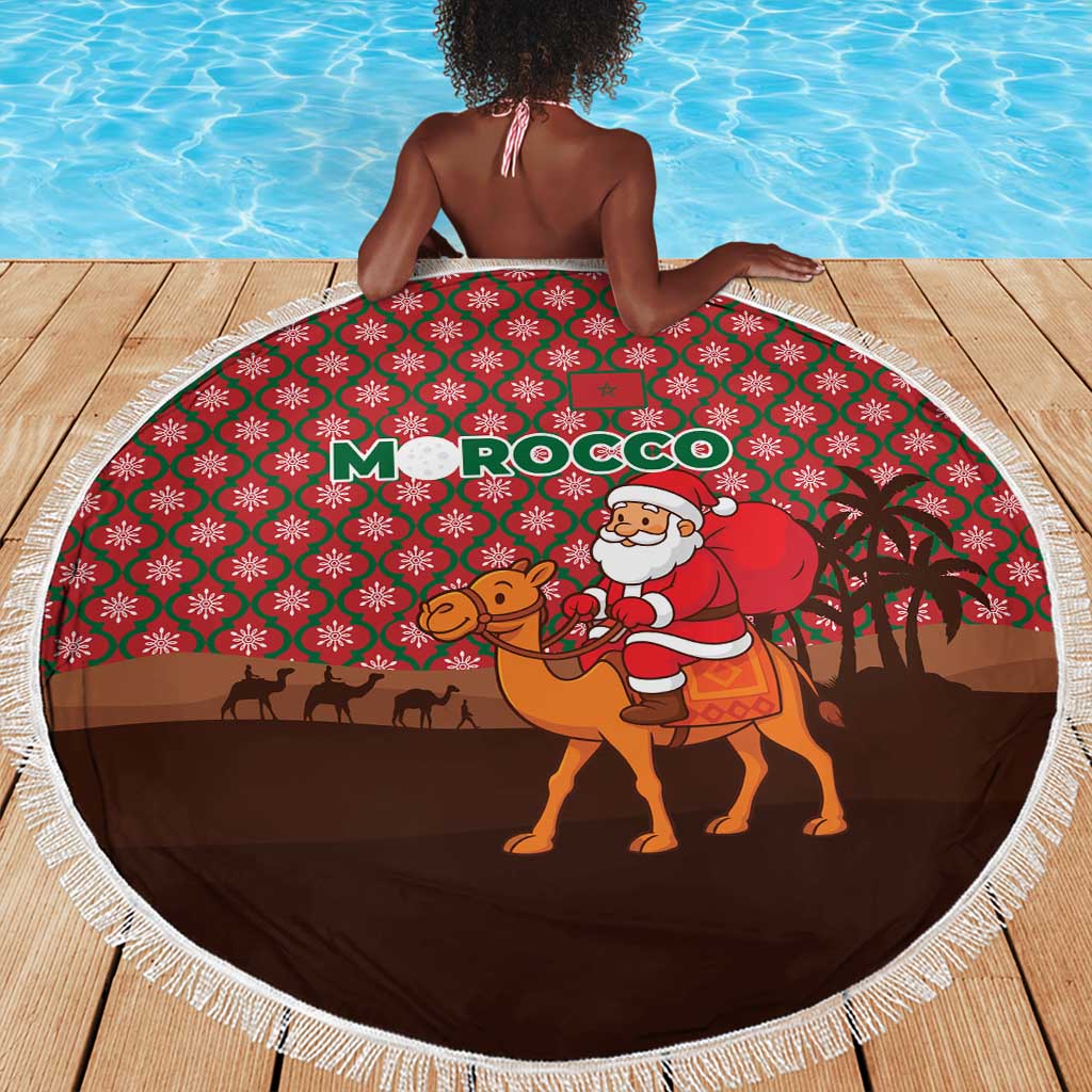Morocco Christmas Beach Blanket Santa Claus Camel Caravan Desert Scene - African Pride