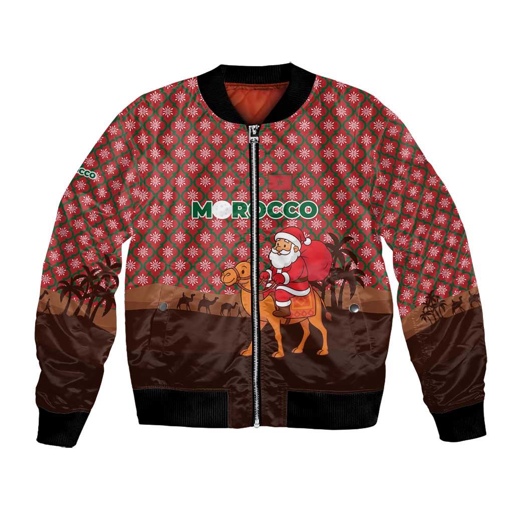 Morocco Christmas Bomber Jacket Santa Claus Camel Caravan Desert Scene - African Pride