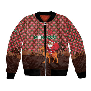Morocco Christmas Bomber Jacket Santa Claus Camel Caravan Desert Scene - African Pride