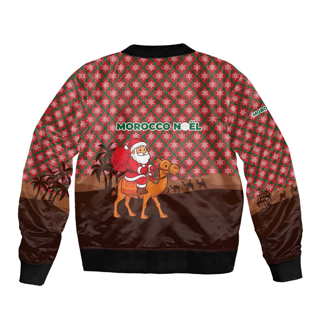 Morocco Christmas Bomber Jacket Santa Claus Camel Caravan Desert Scene - African Pride