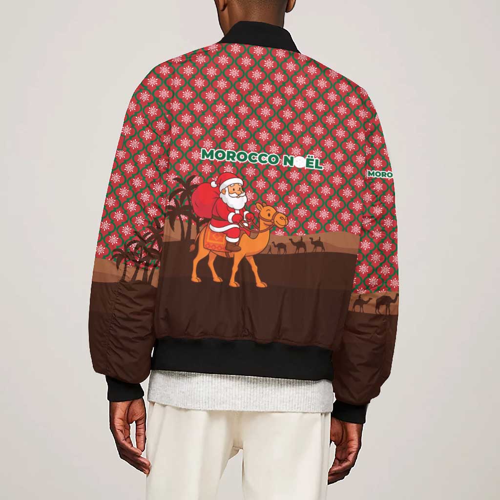 Morocco Christmas Bomber Jacket Santa Claus Camel Caravan Desert Scene - African Pride