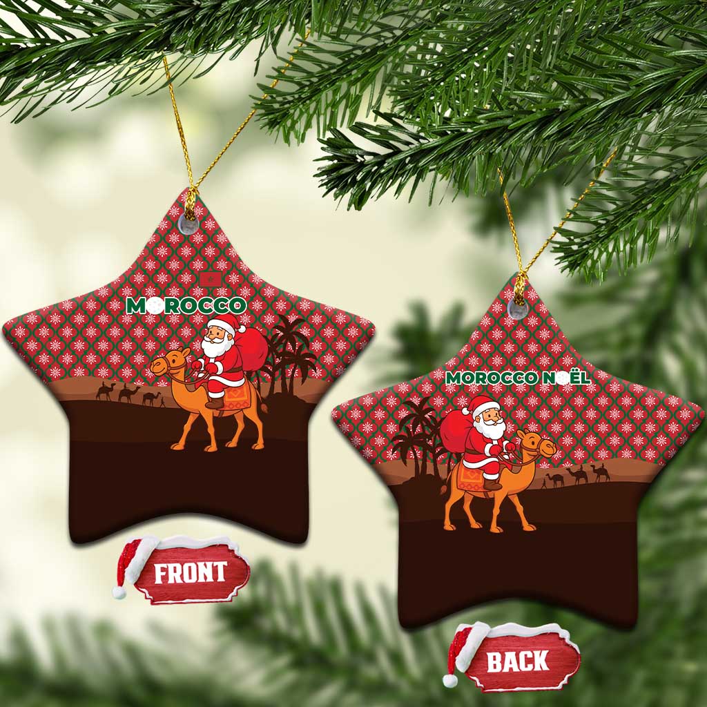 Morocco Christmas Ceramic Ornament Santa Claus Camel Caravan Desert Scene - African Pride