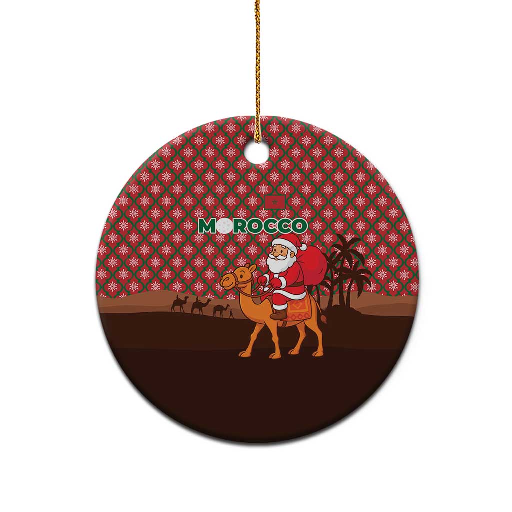 Morocco Christmas Ceramic Ornament Santa Claus Camel Caravan Desert Scene - African Pride
