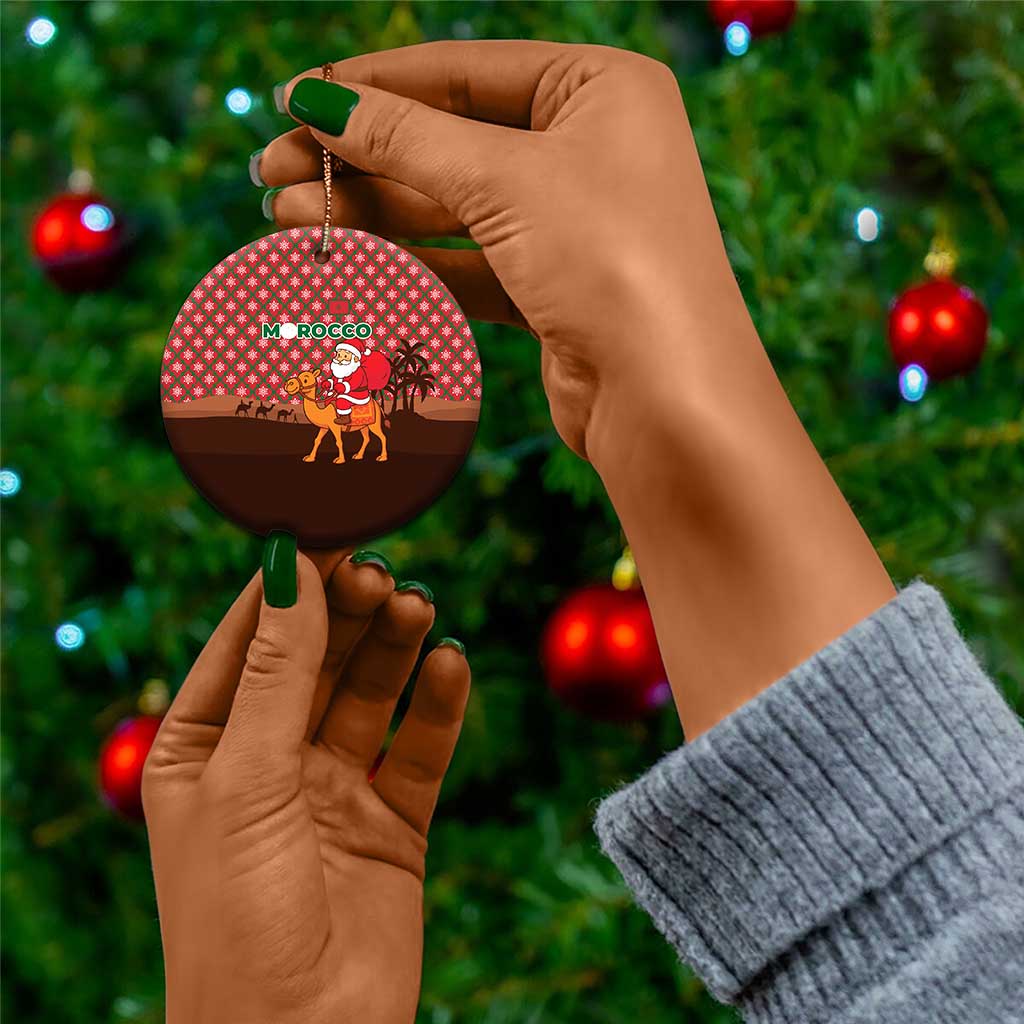 Morocco Christmas Ceramic Ornament Santa Claus Camel Caravan Desert Scene - African Pride