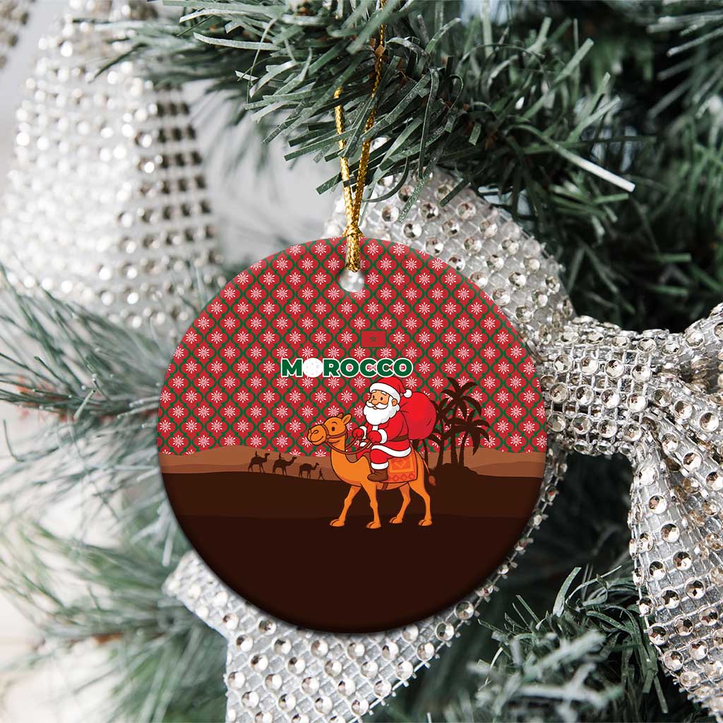 Morocco Christmas Ceramic Ornament Santa Claus Camel Caravan Desert Scene - African Pride