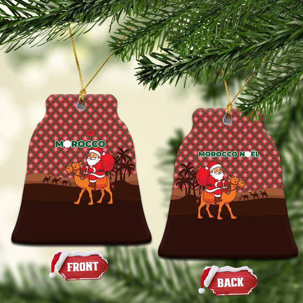 Morocco Christmas Ceramic Ornament Santa Claus Camel Caravan Desert Scene - African Pride