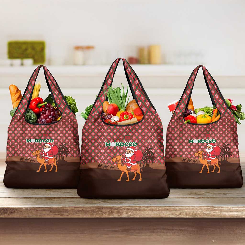 Morocco Christmas Grocery Bag Santa Claus Camel Caravan Desert Scene - African Pride