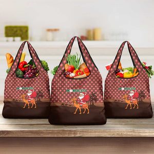 Morocco Christmas Grocery Bag Santa Claus Camel Caravan Desert Scene - African Pride