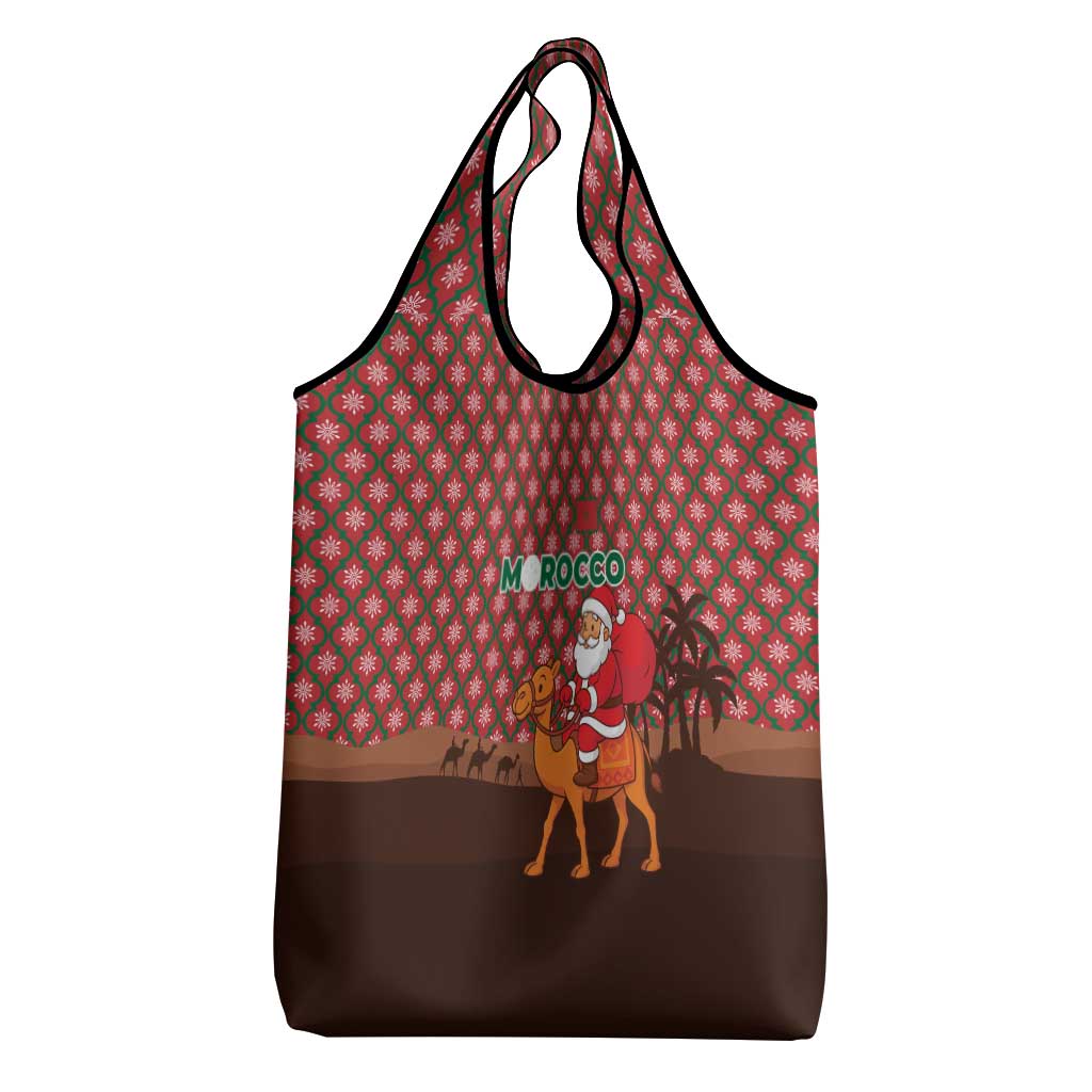 Morocco Christmas Grocery Bag Santa Claus Camel Caravan Desert Scene - African Pride