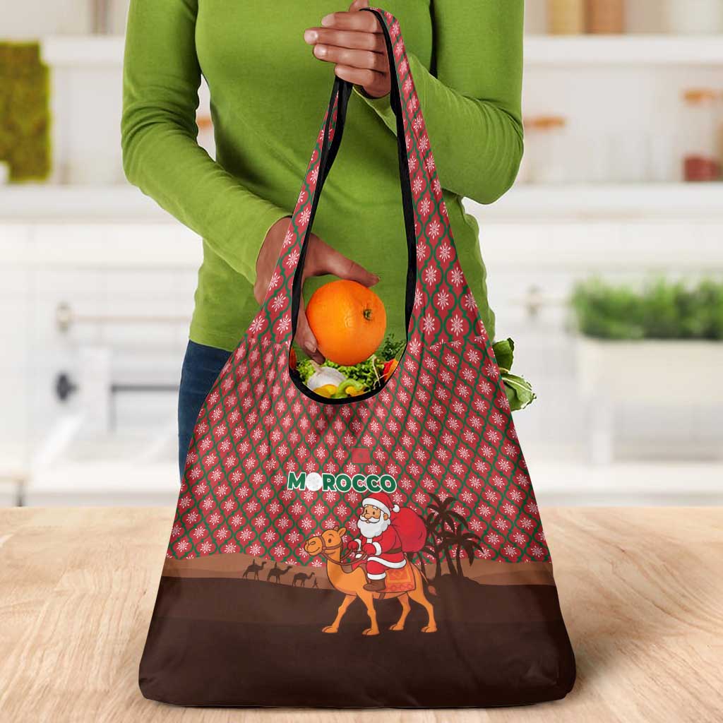 Morocco Christmas Grocery Bag Santa Claus Camel Caravan Desert Scene - African Pride