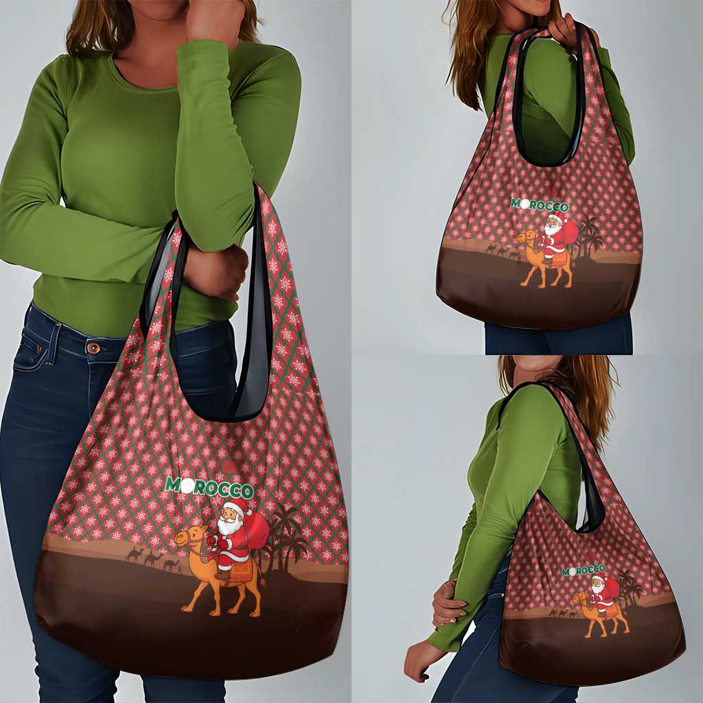 Morocco Christmas Grocery Bag Santa Claus Camel Caravan Desert Scene - African Pride