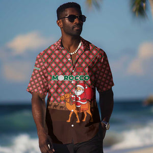Morocco Christmas Hawaiian Shirt Santa Claus Camel Caravan Desert Scene - African Pride
