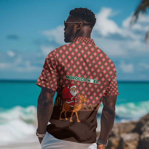 Morocco Christmas Hawaiian Shirt Santa Claus Camel Caravan Desert Scene - African Pride
