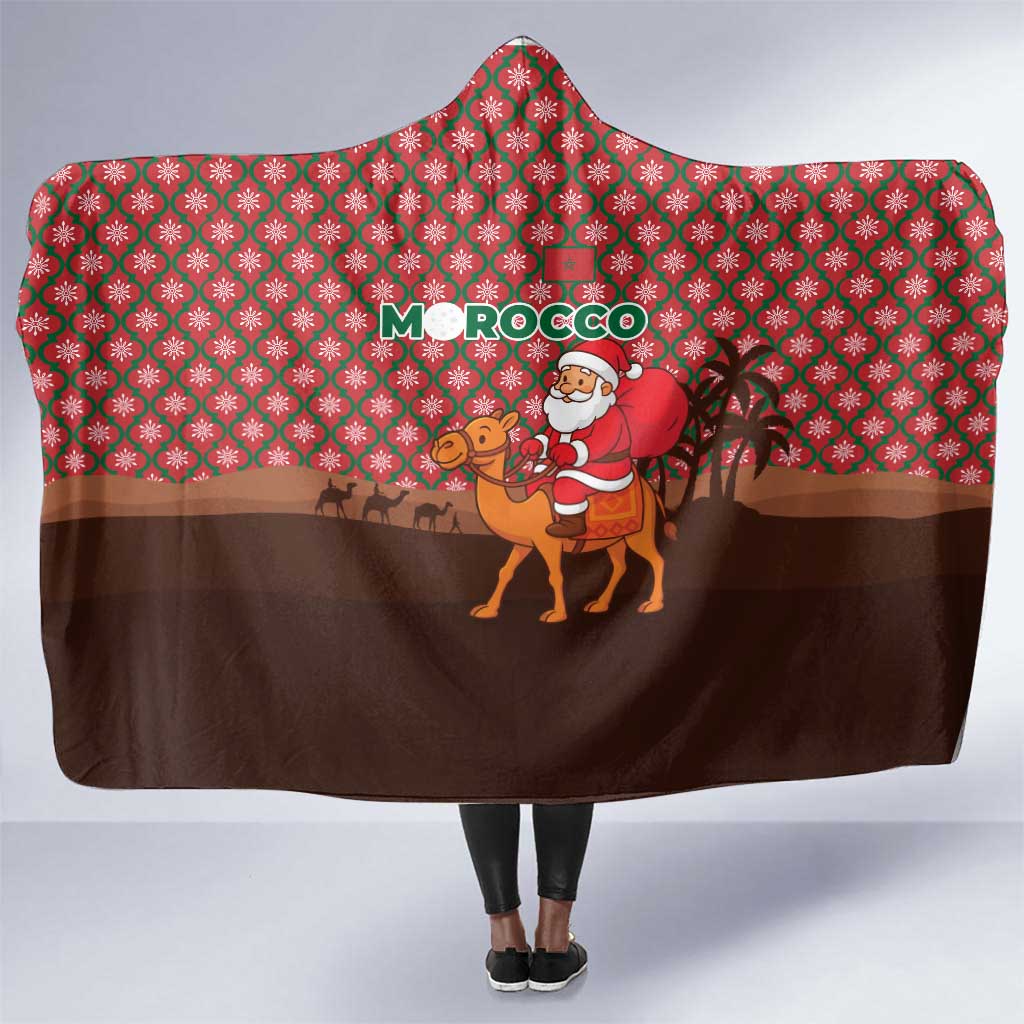 Morocco Christmas Hooded Blanket Santa Claus Camel Caravan Desert Scene - African Pride