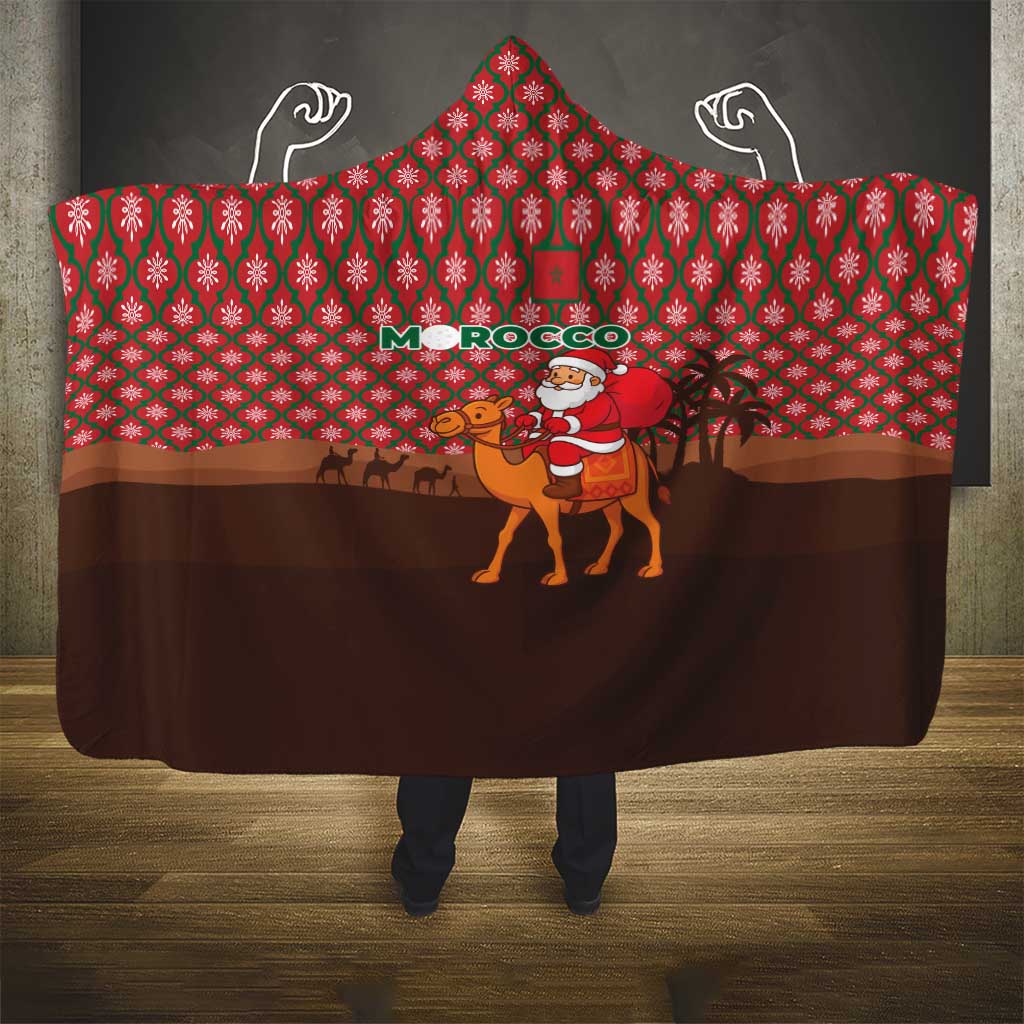 Morocco Christmas Hooded Blanket Santa Claus Camel Caravan Desert Scene - African Pride