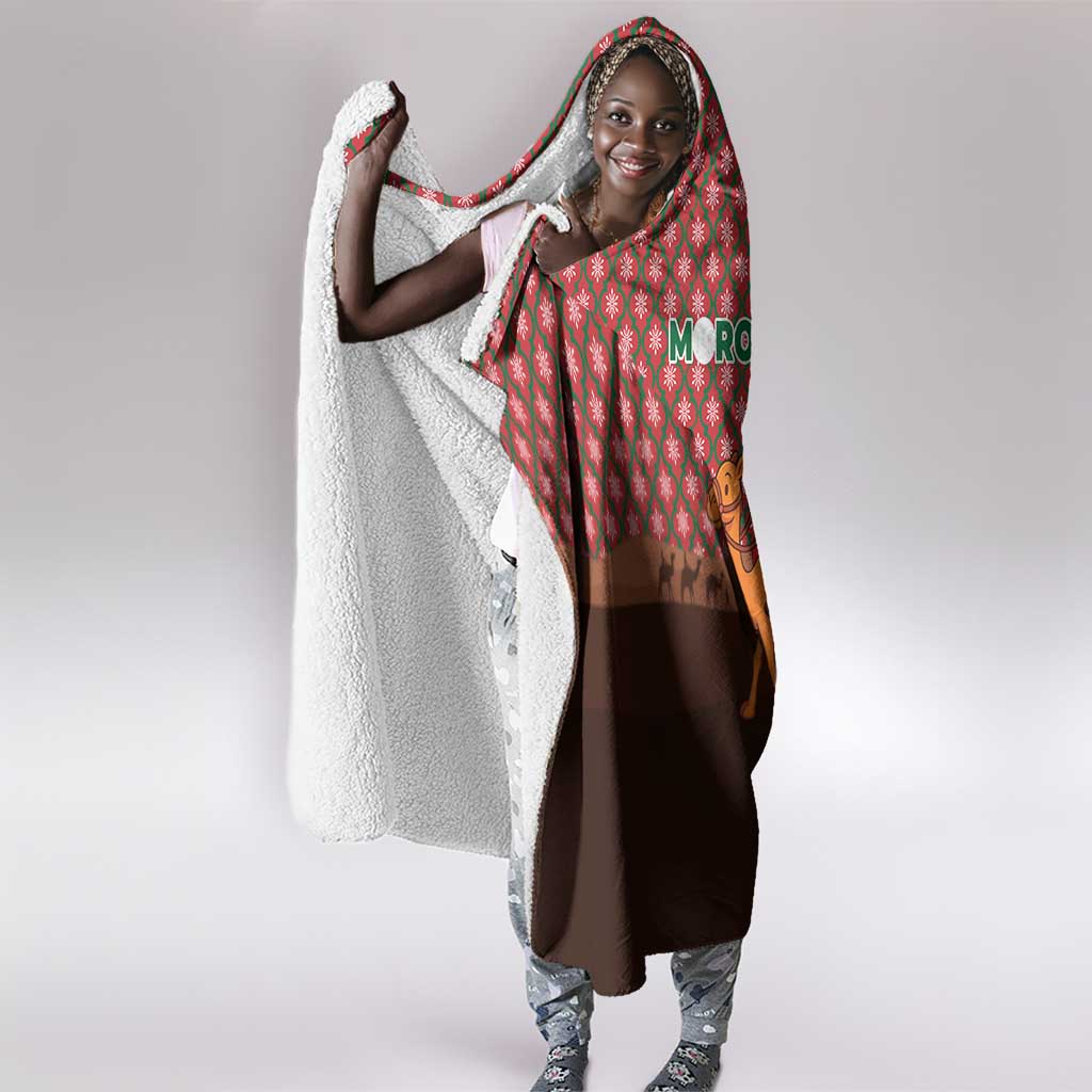 Morocco Christmas Hooded Blanket Santa Claus Camel Caravan Desert Scene - African Pride