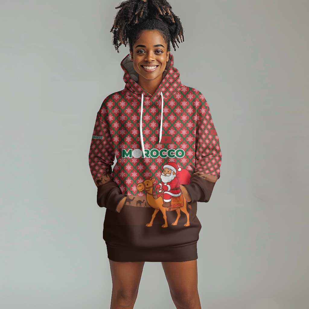 Morocco Christmas Hoodie Dress Santa Claus Camel Caravan Desert Scene - African Pride