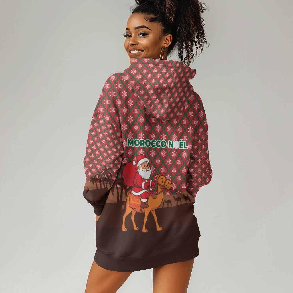 Morocco Christmas Hoodie Dress Santa Claus Camel Caravan Desert Scene - African Pride
