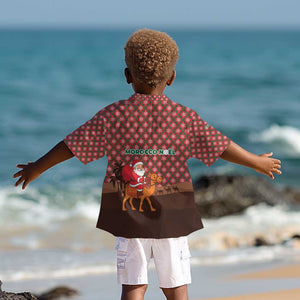 Morocco Christmas Kid Hawaiian Shirt Santa Claus Camel Caravan Desert Scene - African Pride