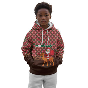 Morocco Christmas Kid Hoodie Santa Claus Camel Caravan Desert Scene - African Pride