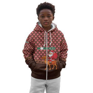 Morocco Christmas Kid Hoodie Santa Claus Camel Caravan Desert Scene - African Pride