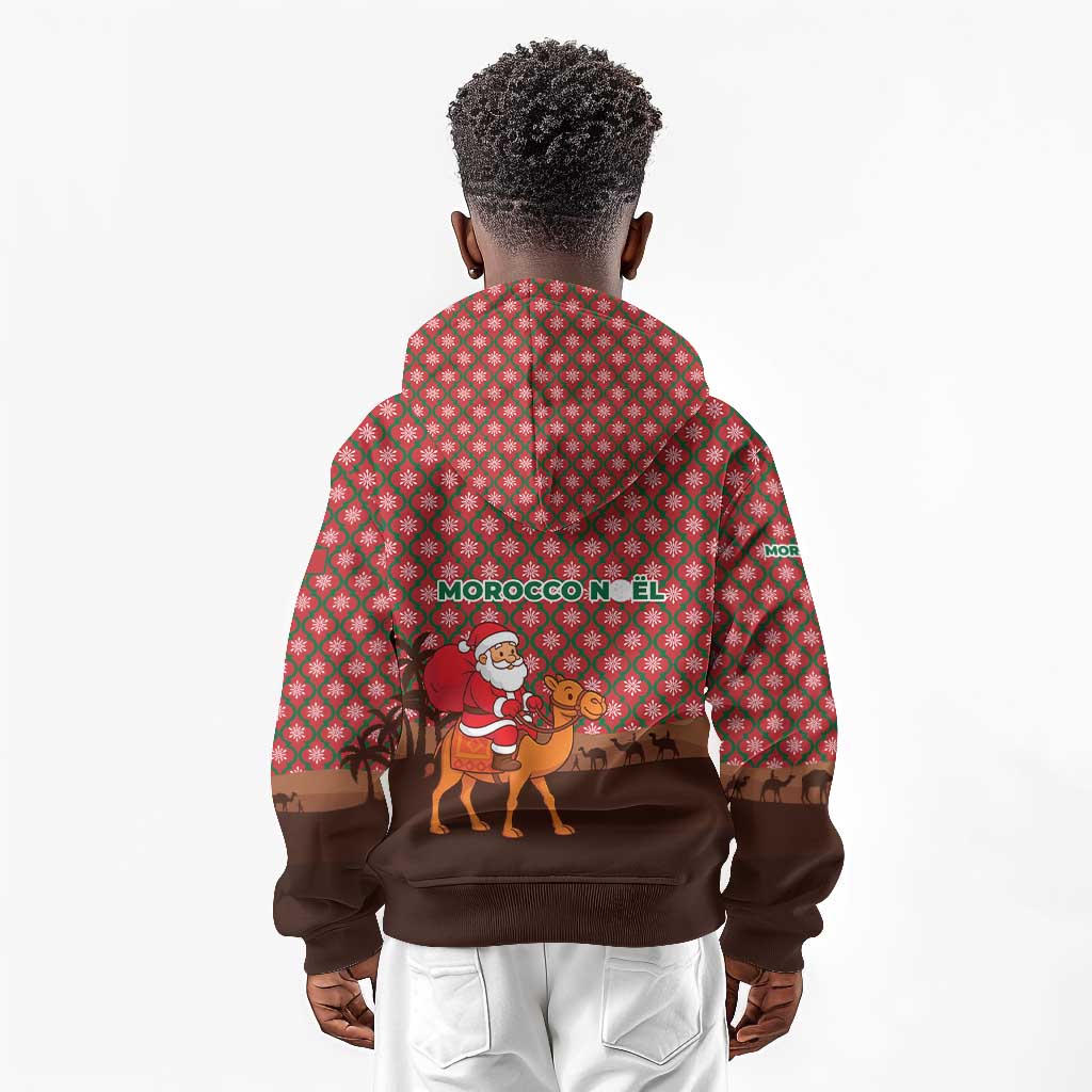 Morocco Christmas Kid Hoodie Santa Claus Camel Caravan Desert Scene - African Pride