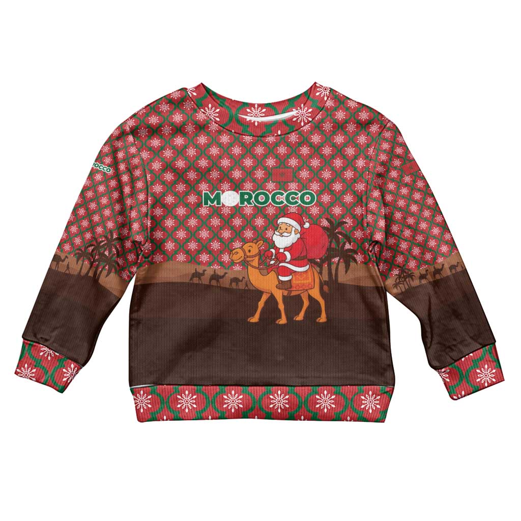 Morocco Christmas Kid Ugly Christmas Sweater Santa Claus Camel Caravan Desert Scene - African Pride