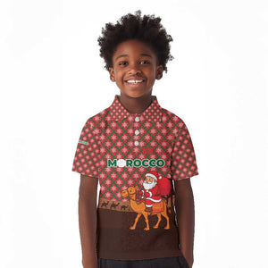 Morocco Christmas Kid Polo Shirt Santa Claus Camel Caravan Desert Scene - African Pride