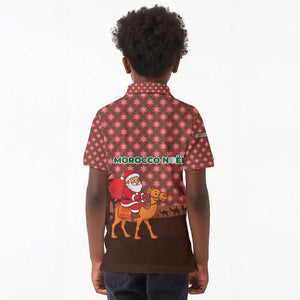 Morocco Christmas Kid Polo Shirt Santa Claus Camel Caravan Desert Scene - African Pride