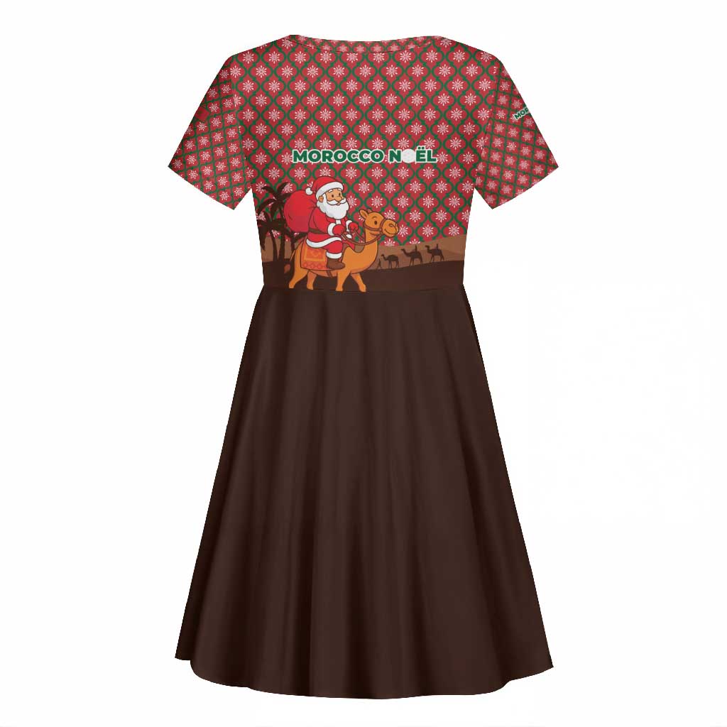 Morocco Christmas Kid Short Sleeve Dress Santa Claus Camel Caravan Desert Scene - African Pride