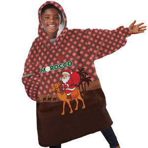 Morocco Christmas Kid Wearable Blanket Hoodie Santa Claus Camel Caravan Desert Scene - African Pride