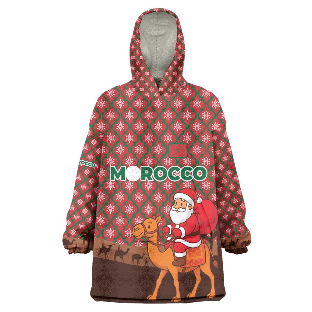 Morocco Christmas Kid Wearable Blanket Hoodie Santa Claus Camel Caravan Desert Scene - African Pride