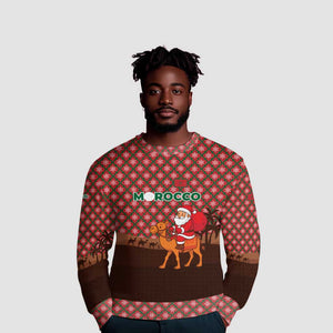 Morocco Christmas Ugly Christmas Sweater Santa Claus Camel Caravan Desert Scene - African Pride