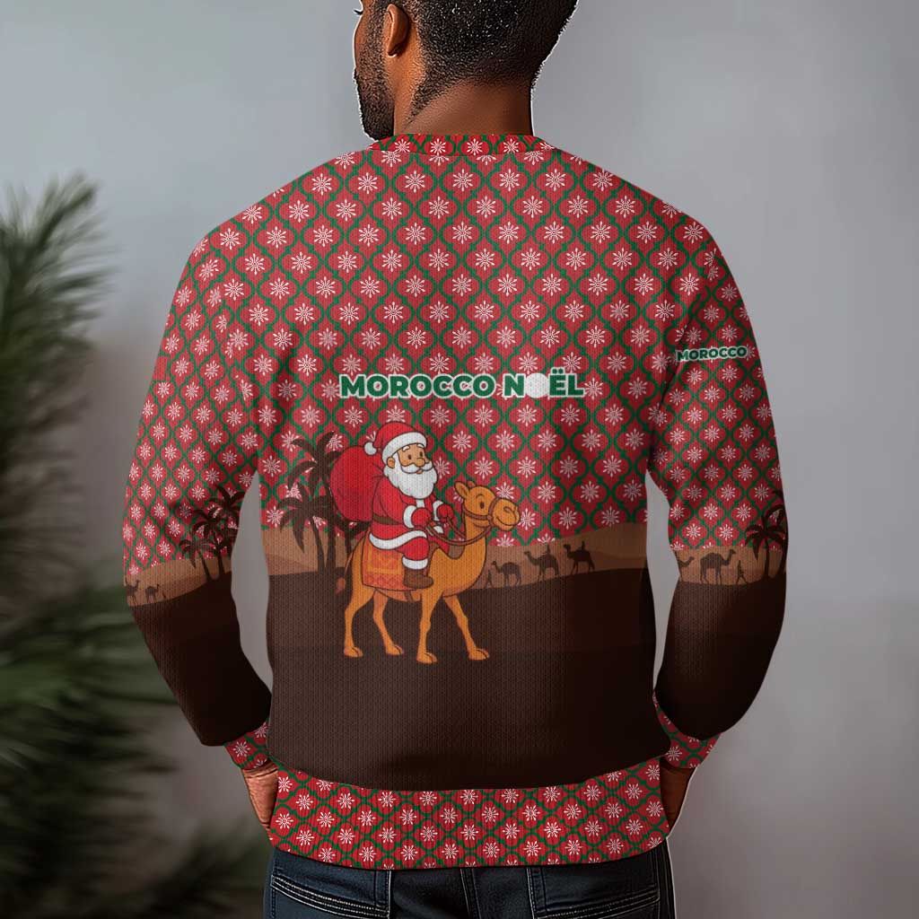 Morocco Christmas Ugly Christmas Sweater Santa Claus Camel Caravan Desert Scene - African Pride