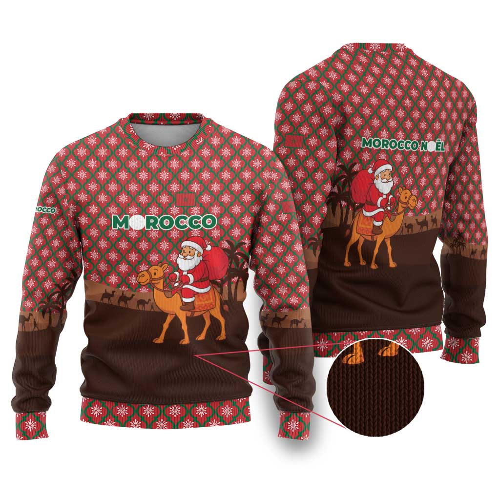 Morocco Christmas Ugly Christmas Sweater Santa Claus Camel Caravan Desert Scene - African Pride