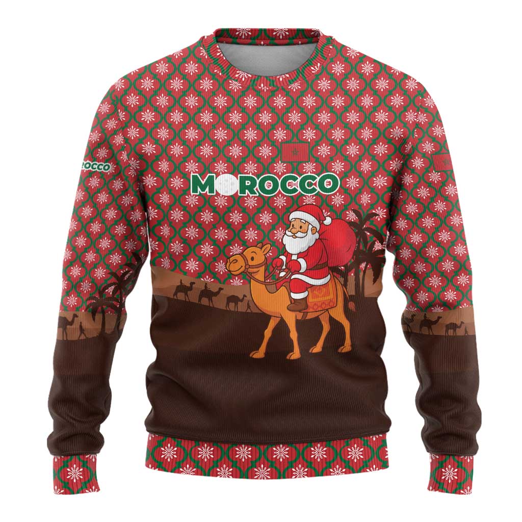 Morocco Christmas Ugly Christmas Sweater Santa Claus Camel Caravan Desert Scene - African Pride
