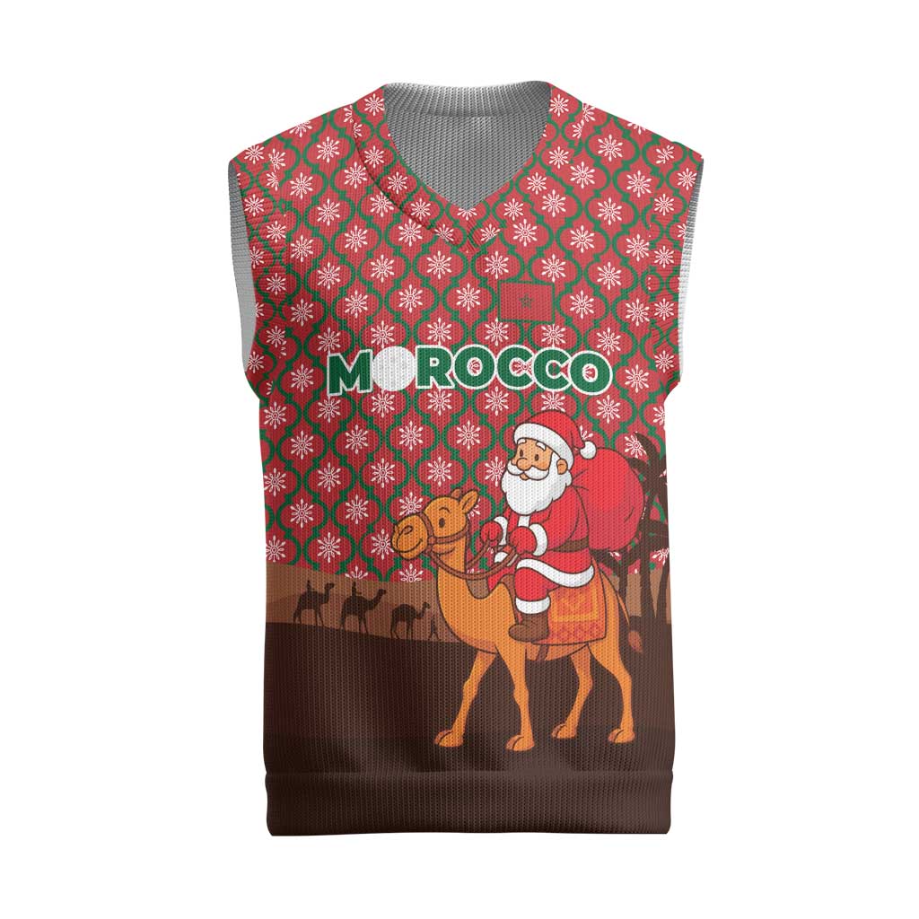 Morocco Christmas Knitted V-Neck Vest Santa Claus Camel Caravan Desert Scene - African Pride